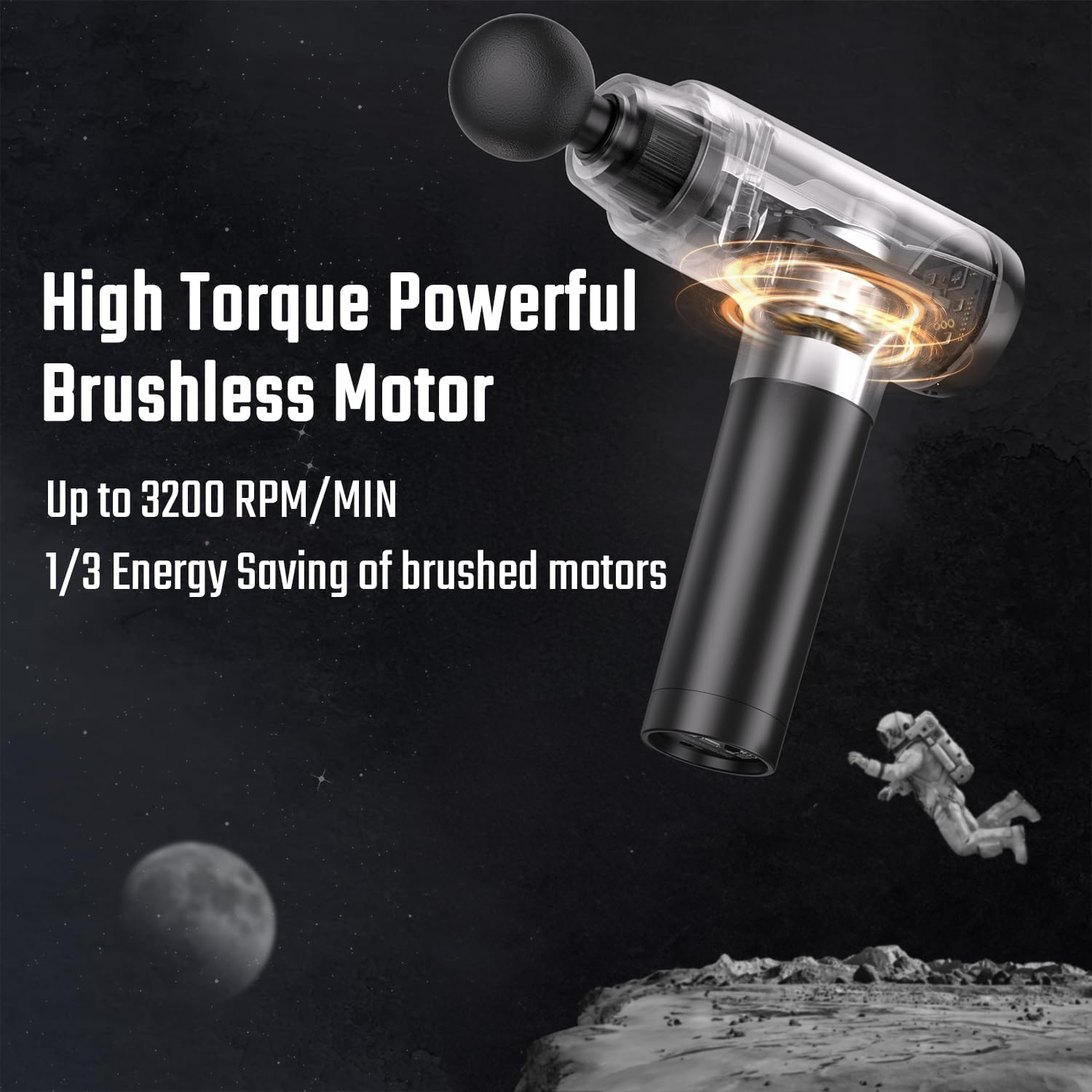 Massage Gun, Muscle Massage Gun Deep Tissue Back Massager for Pain Relief, 20 Speeds Handheld Electric Massager Tool with Silent Brushless Motor, Suitable for Gym Office Home Travel image number 2