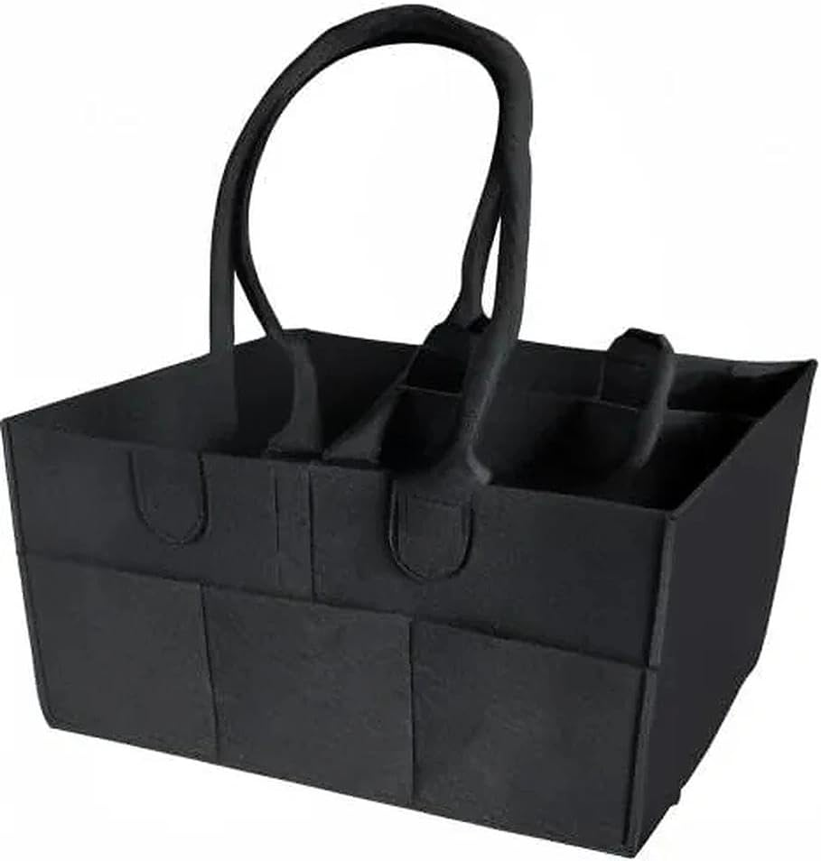 Baby Diaper Caddy Organizer: Portable Holder Bag for Changing Table and Car, Nursery Essentials Storage Bins Gifts for Baby Shower, Newborn Registry -Large（Black） image number 5