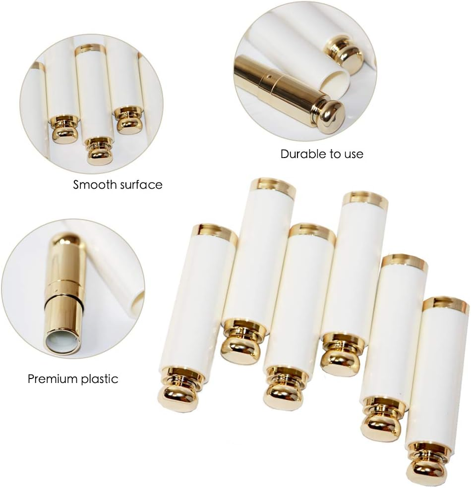 MIYKA 6 Pcs Lipstick Tubes Pearl White Color Lip Balm Containers for Makeup Artwork DIY Cosmetic Daily Life, round Shape (3.5 G)