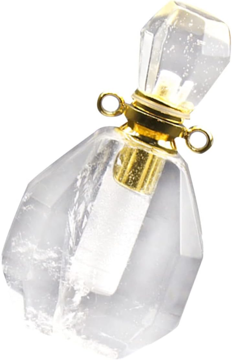 LIFKOME Crystal Perfume Atomizer Bottle Natural Fluorite Wishing Bottle Pendant Necklace Travel Jewelry Accessory for Women image number 4