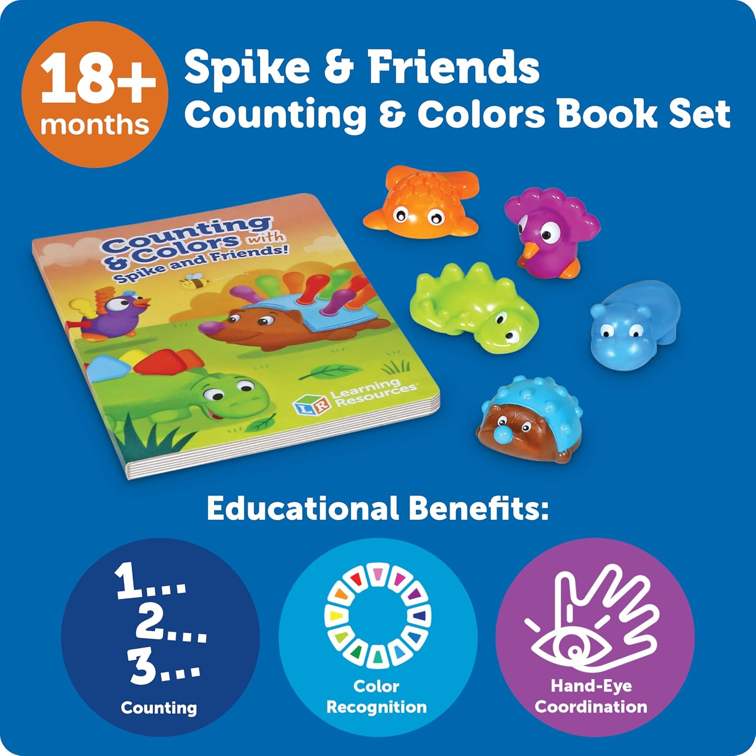 Learning Resources LER9124 Spike and Friends Counting & Colours Book, Toddler Activities, Educational Set, Colour Teaching Toys, 6 Pieces, Age 18 Month+ image number 4