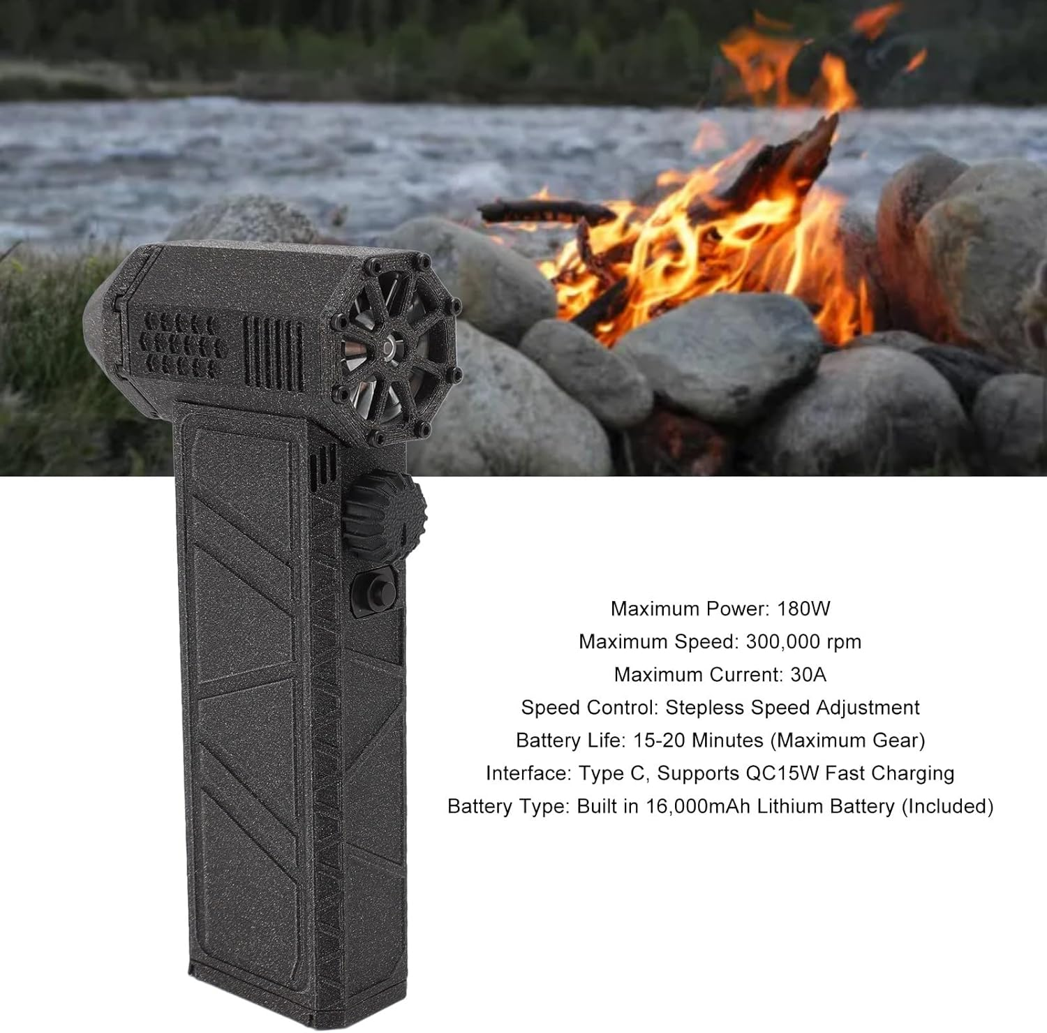 Jet Dry Blower, 300000RPM Electric Air Duster, Stepless Speed Adjustment, Portable Air Blower for Furniture Car Computer Case Keyboard Cleaning image number 6