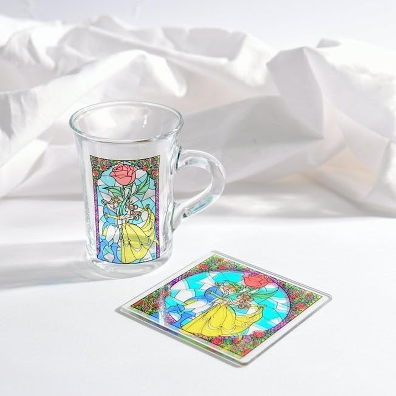 Yaxell Disney Mug Beauty and the Beast Stained Glass Style Dishwasher Safe Cup Glass 230Ml Made in France image number 1