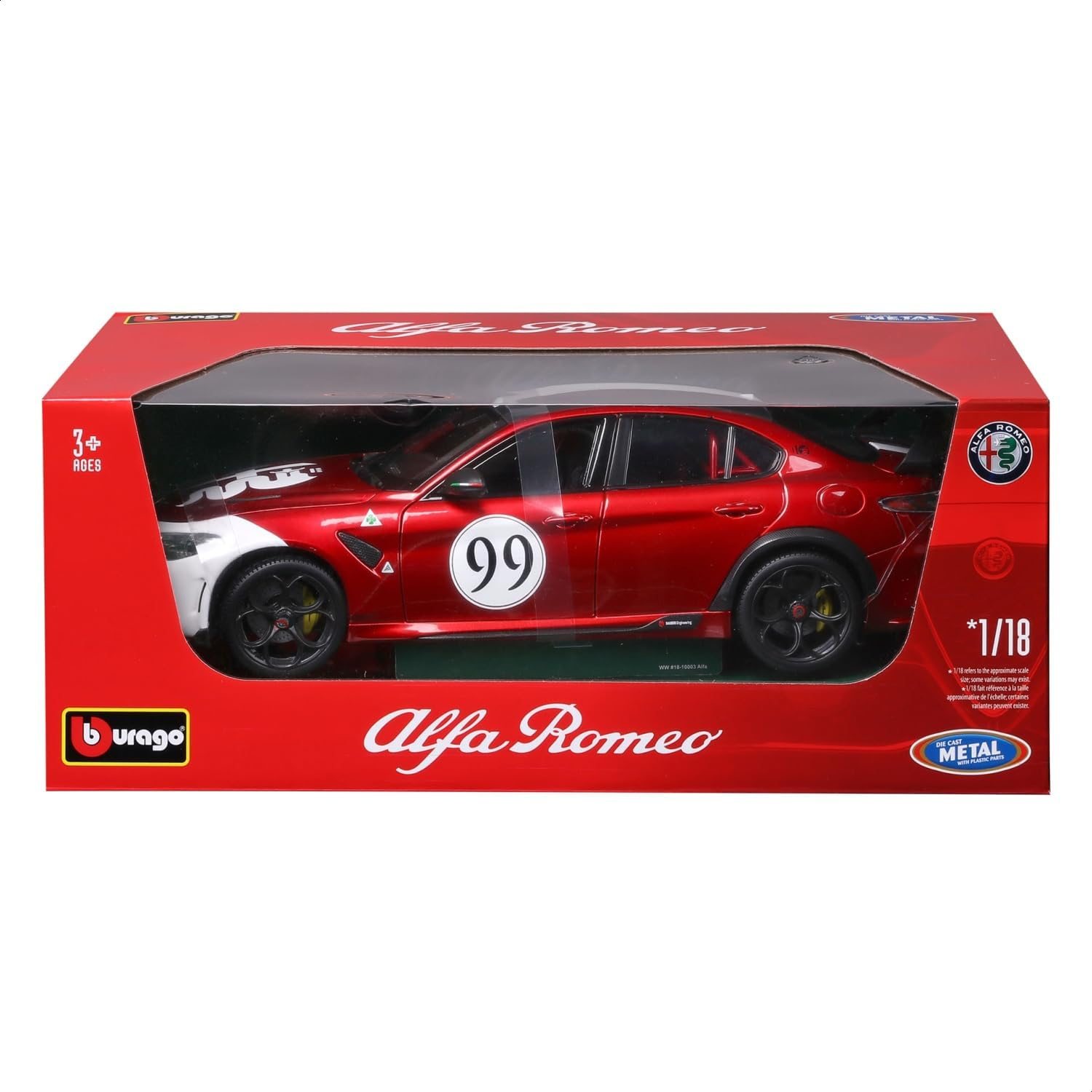 Bburago Alfa Red White 11049R/W Miniature Car image number 1