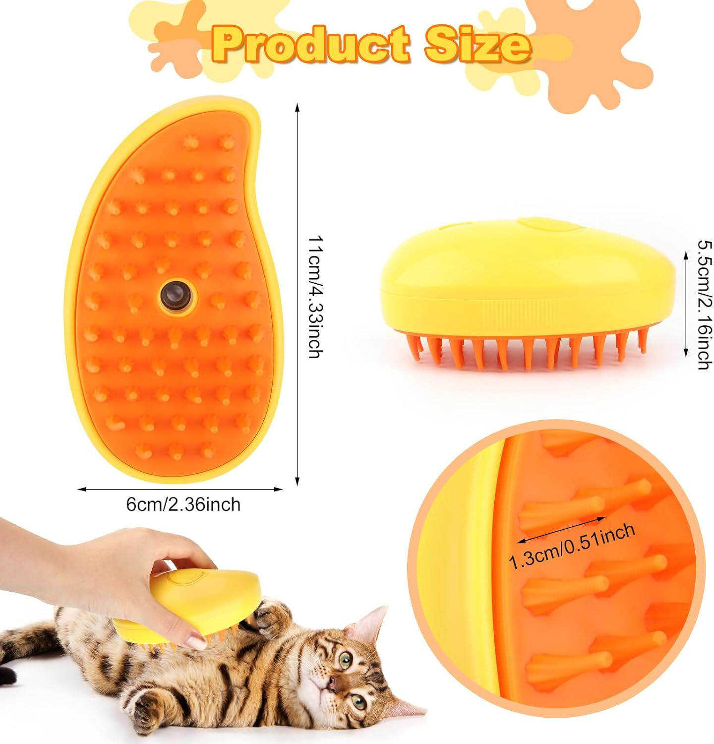 Steamy Cat Brush, Cat Steam Brush for Hair Cleaner, 3-In-1 Steam Brush for Cats, Cat Care Brush Pet, Cat Spray Massage Comb, Pet Hair Remover, Hair Removal Comb for Cats and Dogs image number 5