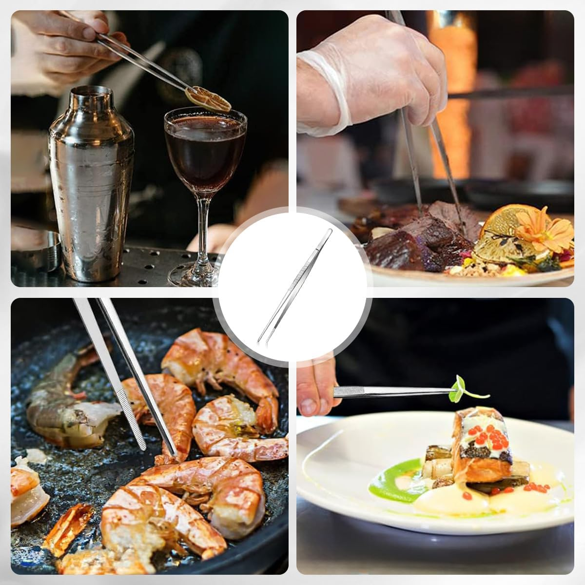 1 PCS Cooking Tweezers Proxima Direct 12 Inch Stainless Steel Long Kitchen Fine Tweezer Tongs for Cooking Sea Food BBQ Medical Beauty Repairing Pet Feeding image number 5