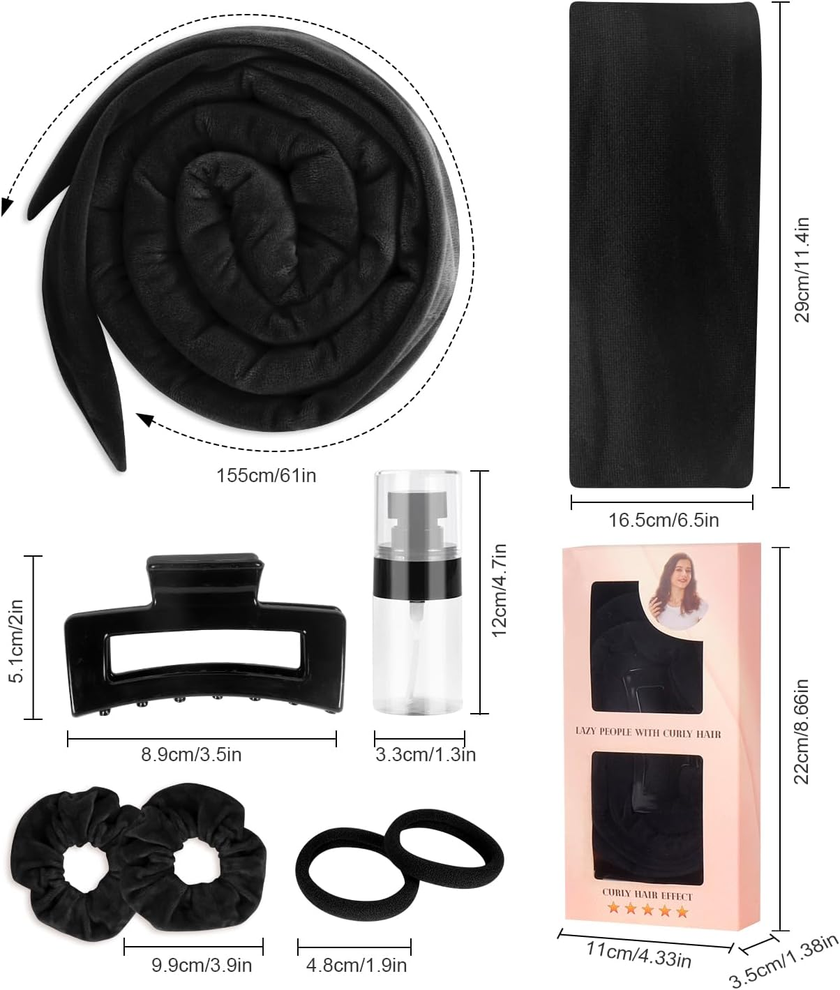 Curlers, Heat Free Curls, Hair Curlers, Overnight, Heatless Curling Band, Velvet, Night with Curling Band, DIY Hair Curler, No Hair Set, Hair Band, Wavy Shapers for Medium Hair image number 4