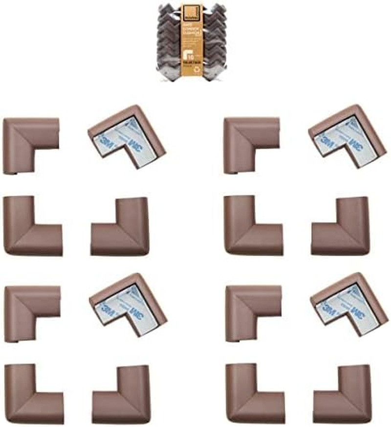 Roving Cove Heftyfit Corner Protector for Baby (16 Large Corners), Heavy-Duty Soft Rubber Foam Furniture Corner Bumper Guards, 3M Adhesive Pre-Taped, Coffee Brown - Large 16 Count (Pack Of 1), Coffee Brown image number 3