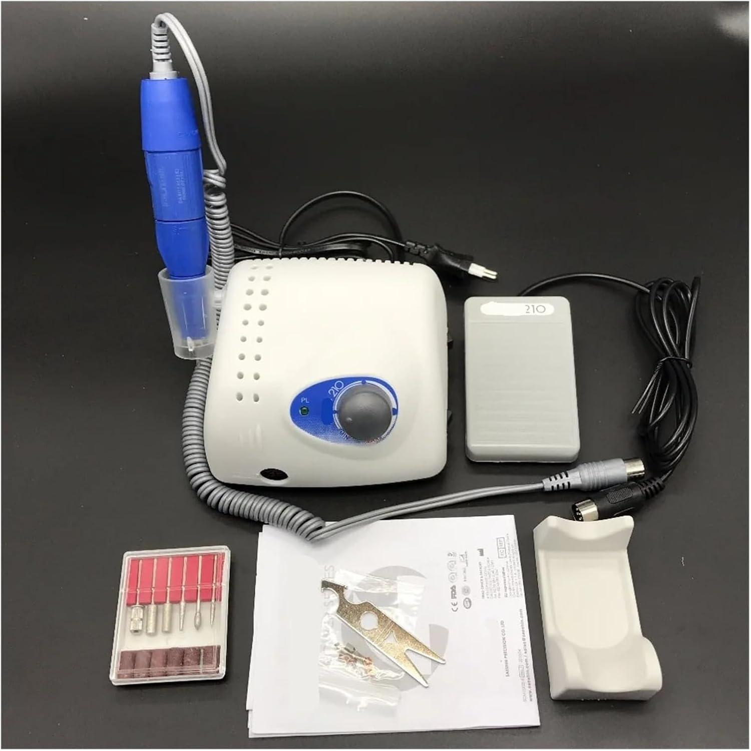 65W 35000RPM Electric Nail Drill Machine Strong 210 Model 102L Handpiece Manicure Pedicure File Bit Art Equipment(Strong 210 102L)