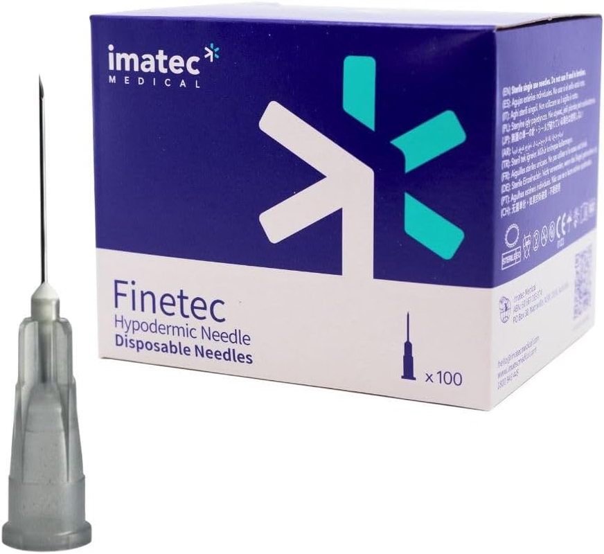 27G X 16Mm Needles &ndash; Box of 100 &ndash; Sterile, Disposable Luer Lock Needle Tips for Science, Lab Experiments - by Imatec