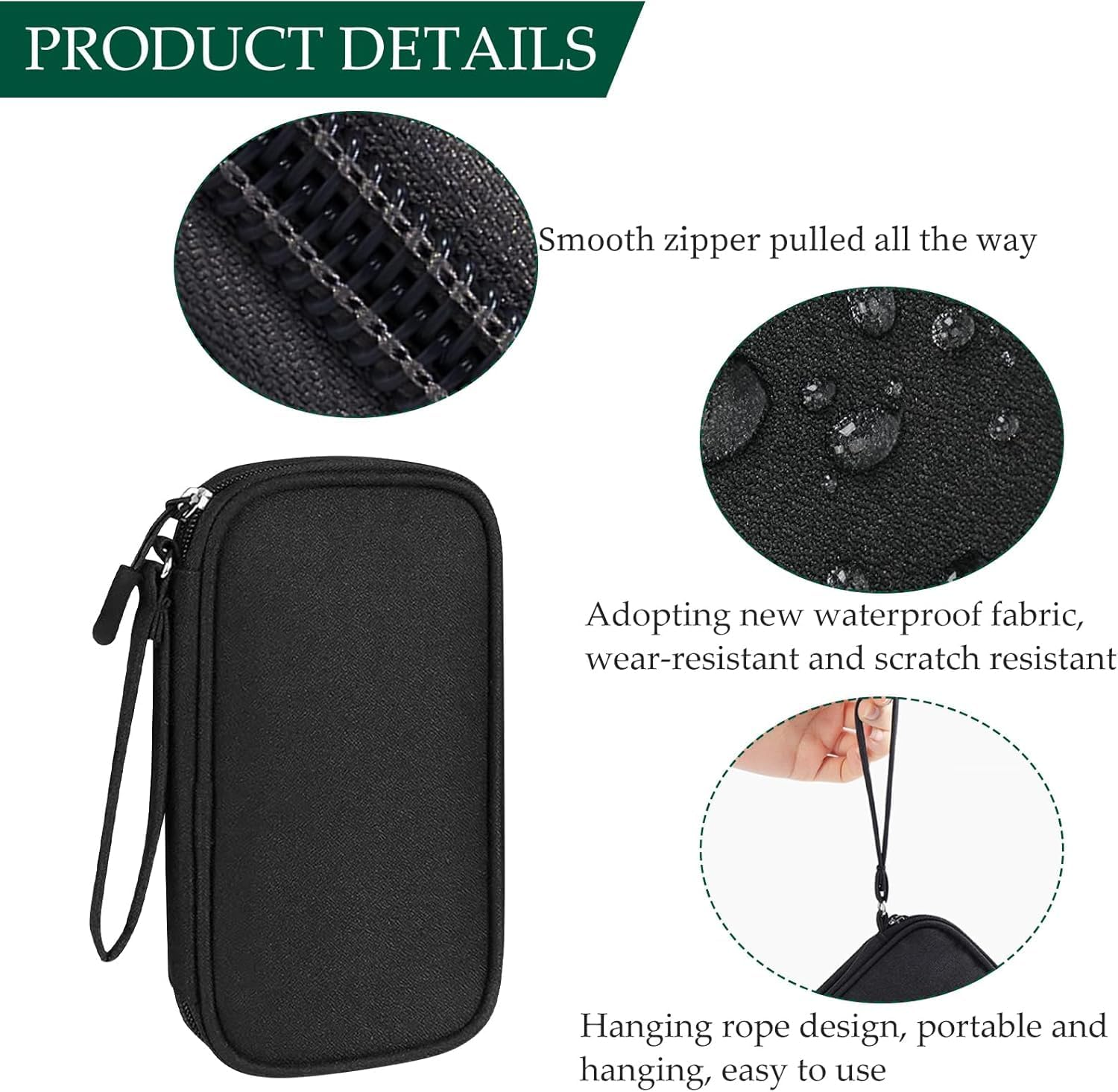 Tech Pouch & Electronics Travel Organiser, Compact Electronics Storage Bag for Phone Power Bank Cables and SD Cards, Travel Essentials and Cable Organiser - 1 Piece, Black Small image number 2