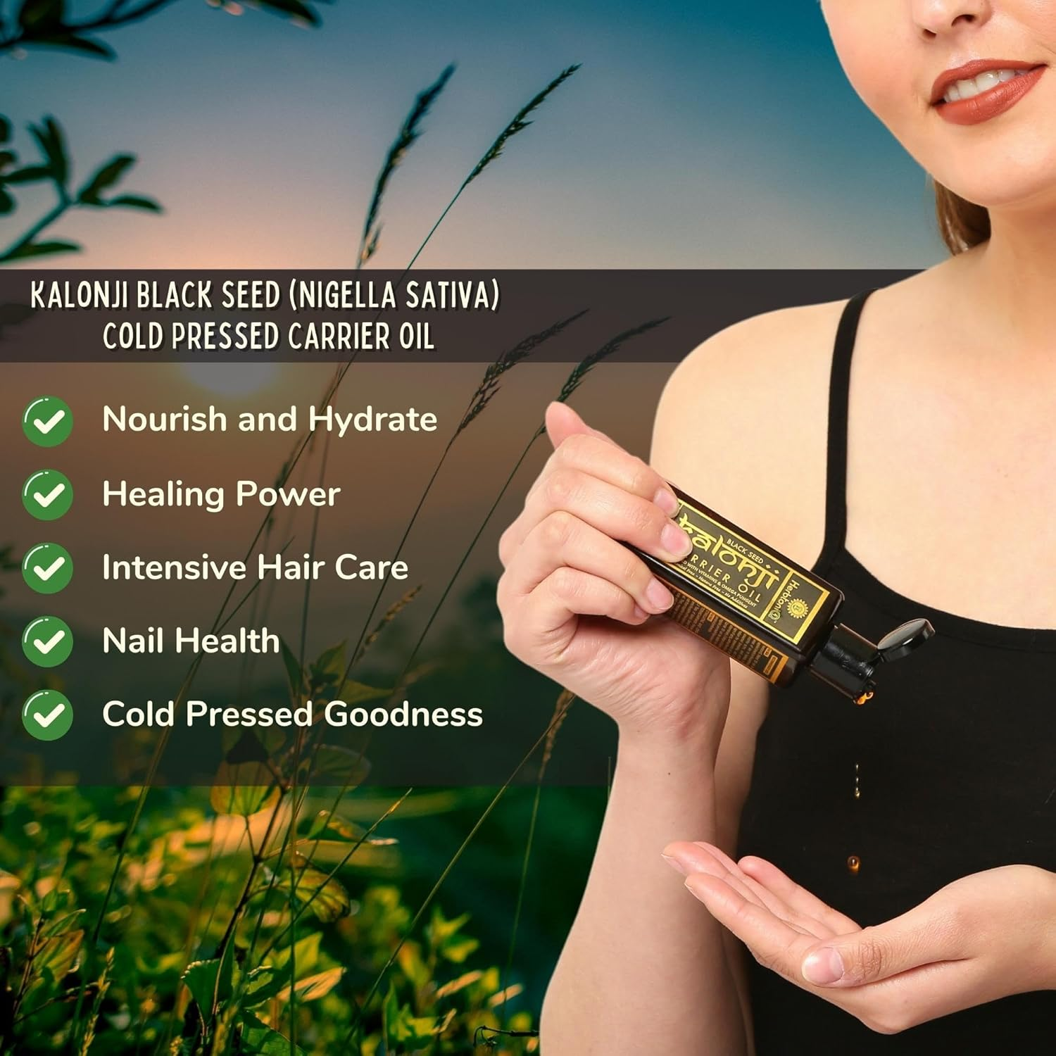 Herbtoniq Organic Neem, Extra Virgin Coconut and Kalonji Black Seed Cold Pressed Carrier Oil for Face-Skin Care & Hair Care (300Ml) (3 X 100Ml) image number 3