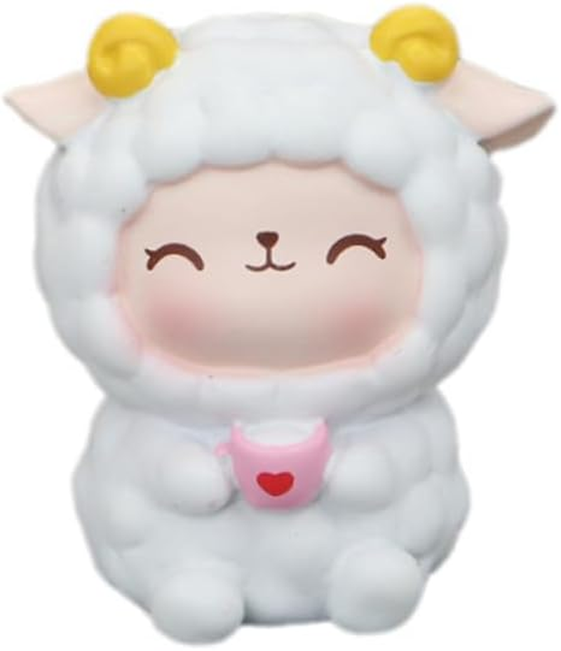 Sosoport 4Pcs Mini Resin Sheep Ornaments Decorative Animals for Car Living Room Office Sheep Cake Decorations Set