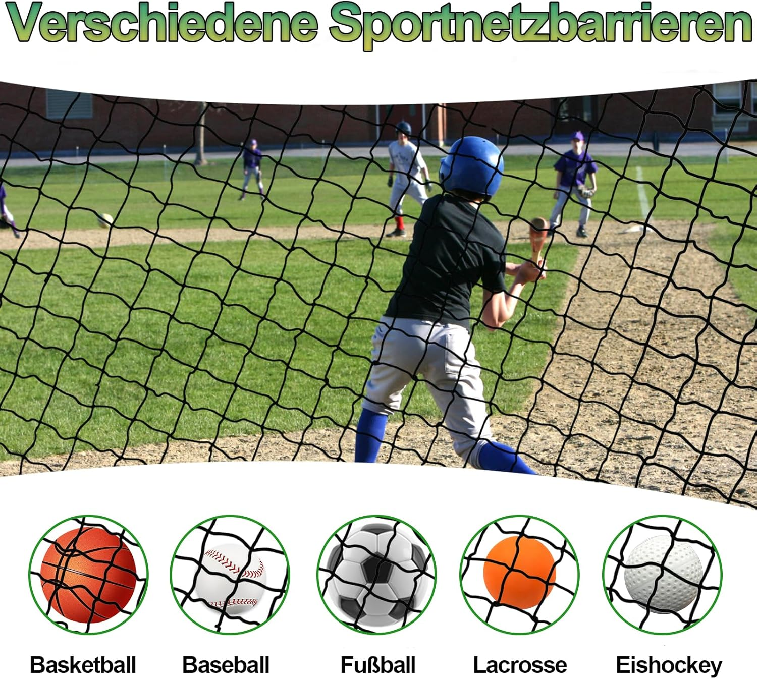 Hanlintk Golf Net, Golf Practice Net (Net Only), 3 X 6 M, Heavy Duty Nylon Golf Impact Net for Golf, Baseball, Hockey image number 4