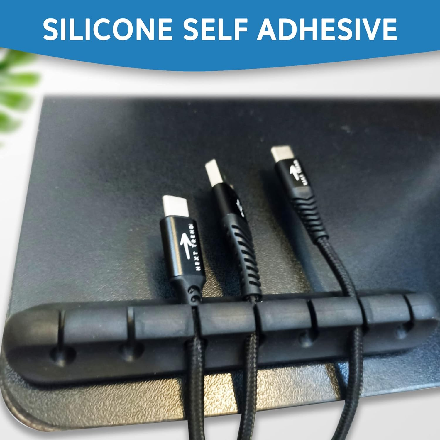 Nexttrenddot Cable Holder Clips, 3-Pack Cable Management Cord Organizer Clips Silicone Self Adhesive for Desktop USB Charging Cable Nightstand Mouse Cable Power Cord Wire PC Office Home image number 3