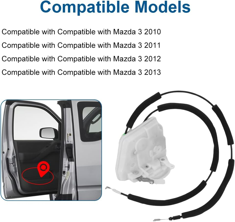 WMPHE Front Left Driver Side Lock Actuator Compatible with Mazda 3 2010-2013, Door Latch Assembly Replacement for BBM459310E image number 1