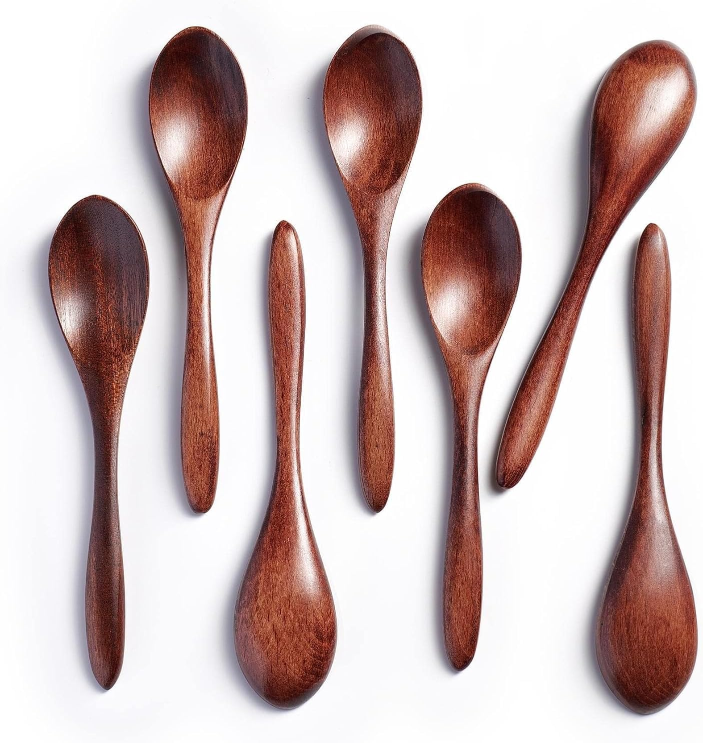 5.8 Inch Small Wooden Spoons, 7 Pcs Honey Spoons for Tea, Hardwood Wooden Honey Teaspoon for Coffee, Little Tiny Wood Spoons, Bamboo Table Spoon for Stirring, Wooden Spoons for Utensils Set image number 1