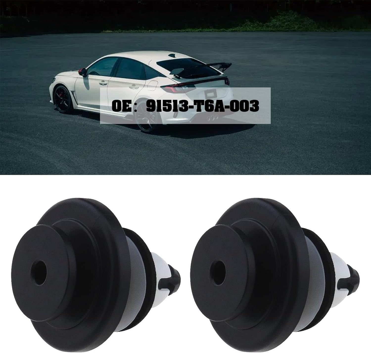 Ecsing 10PCS Tailgate Spoiler Clips 91513-T6A-003 Compatible with Civic CR-V Fit HR-V Plastic Tailgate Spoiler Pin and Nut Retainer Fasteners image number 2