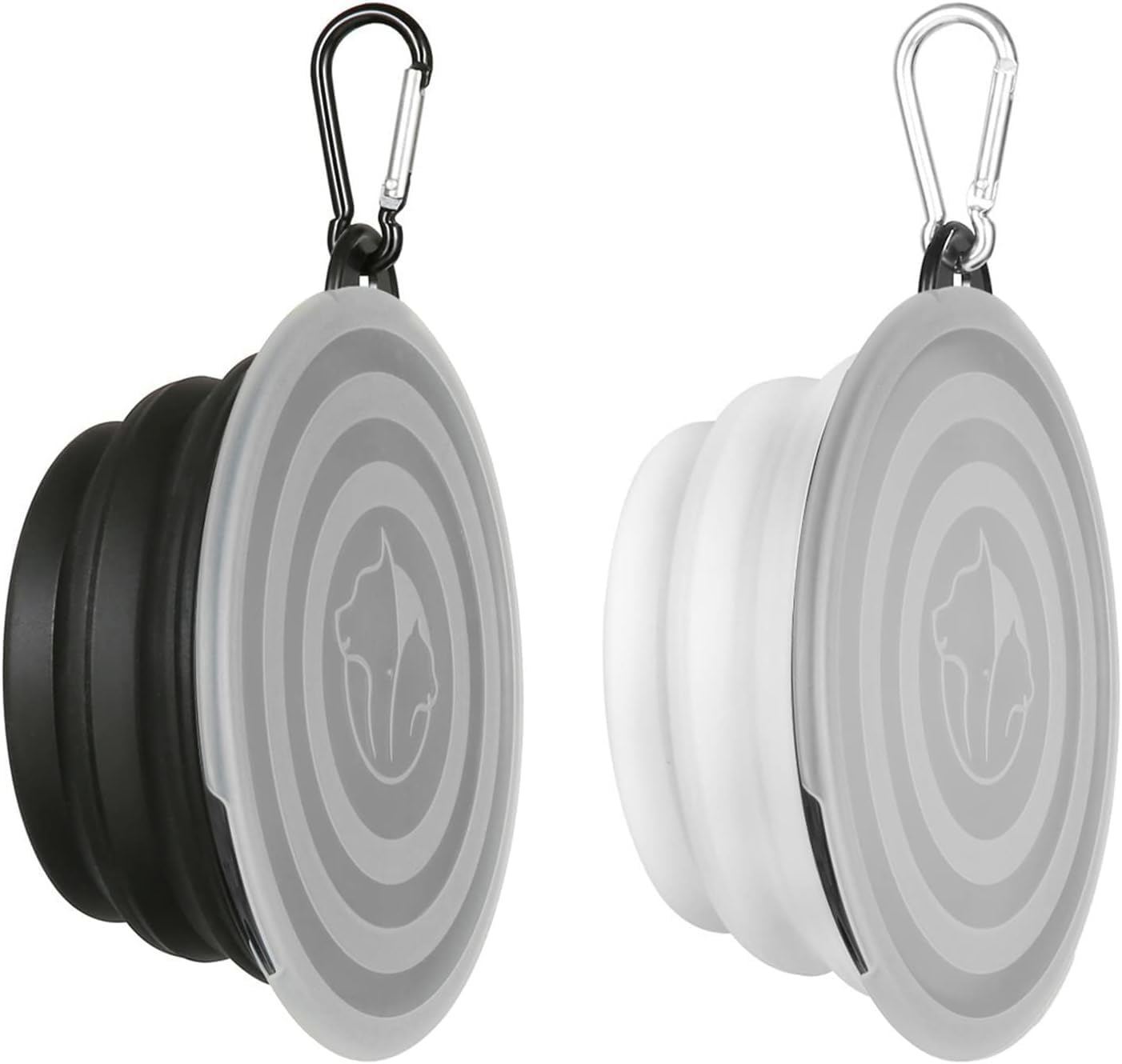 Collapsible Dog Bowl,2 Pack Portable and Foldable Pet Travel Bowls Collapsable Dog Water Feeding Bowls Dish for Dogs Cats and Small Animals,With Lids (Black+White, Small) image number 2