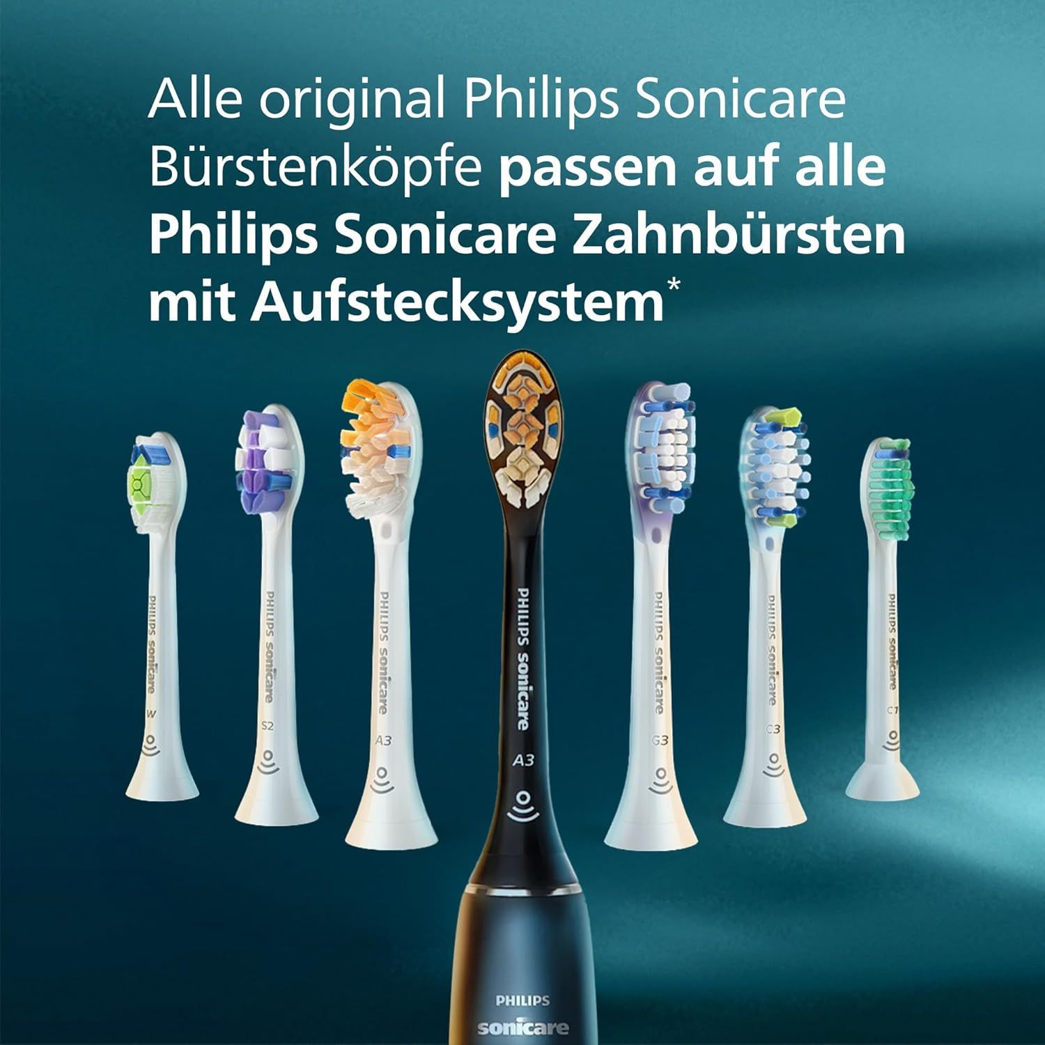 Philips Sonicare S2 Sensitive, Genuine Replacement Toothbrush Heads, Black, 6 Pack, HX6056/88 image number 2