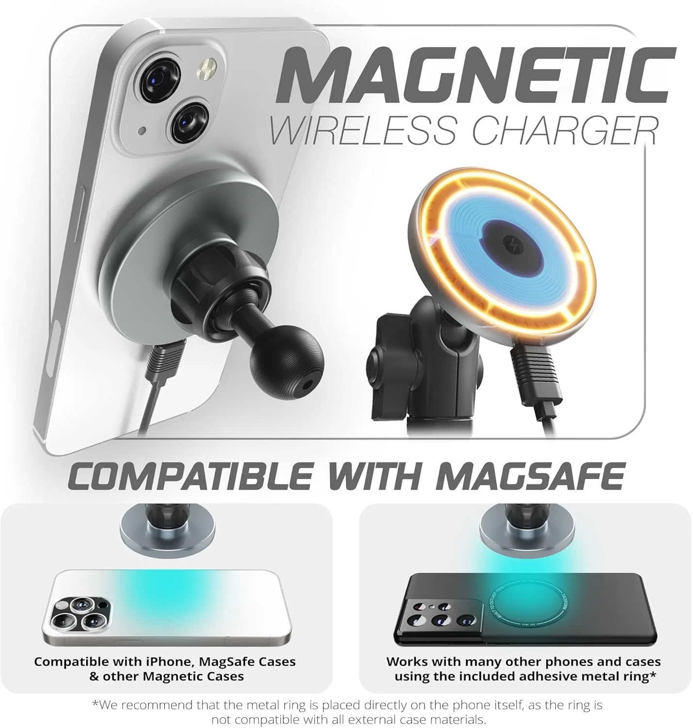 Tackform 26 Series High Strength Magnetic Wireless Charging Phone Holder - Compatible with Magsafe, RAM Mounts, and 1" / B Size Ball Systems image number 1