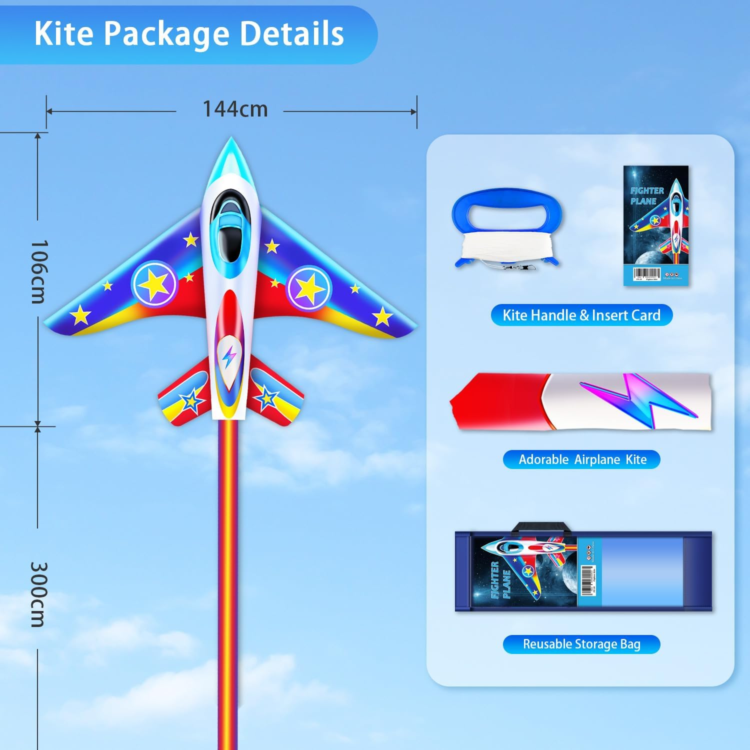 YFAFENGS Airplane Kites for Kids & Adults, Best Beach Kite for Beginners Easy to Fly Kite with Long Tail Children Kites for Ages 8-12, Professional for Beach and Outdoor Activity image number 5