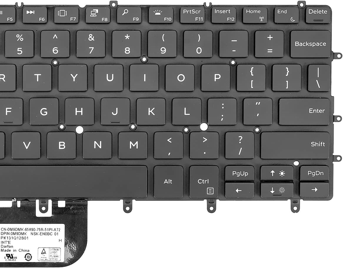 Replacement Keyboard for Dell XPS 13 9380 9370 9305 7390 Series Laptop, Dell XPS 13 9380 9370 9305 Laptop Keyboard with Backlit US Layout, Black image number 1