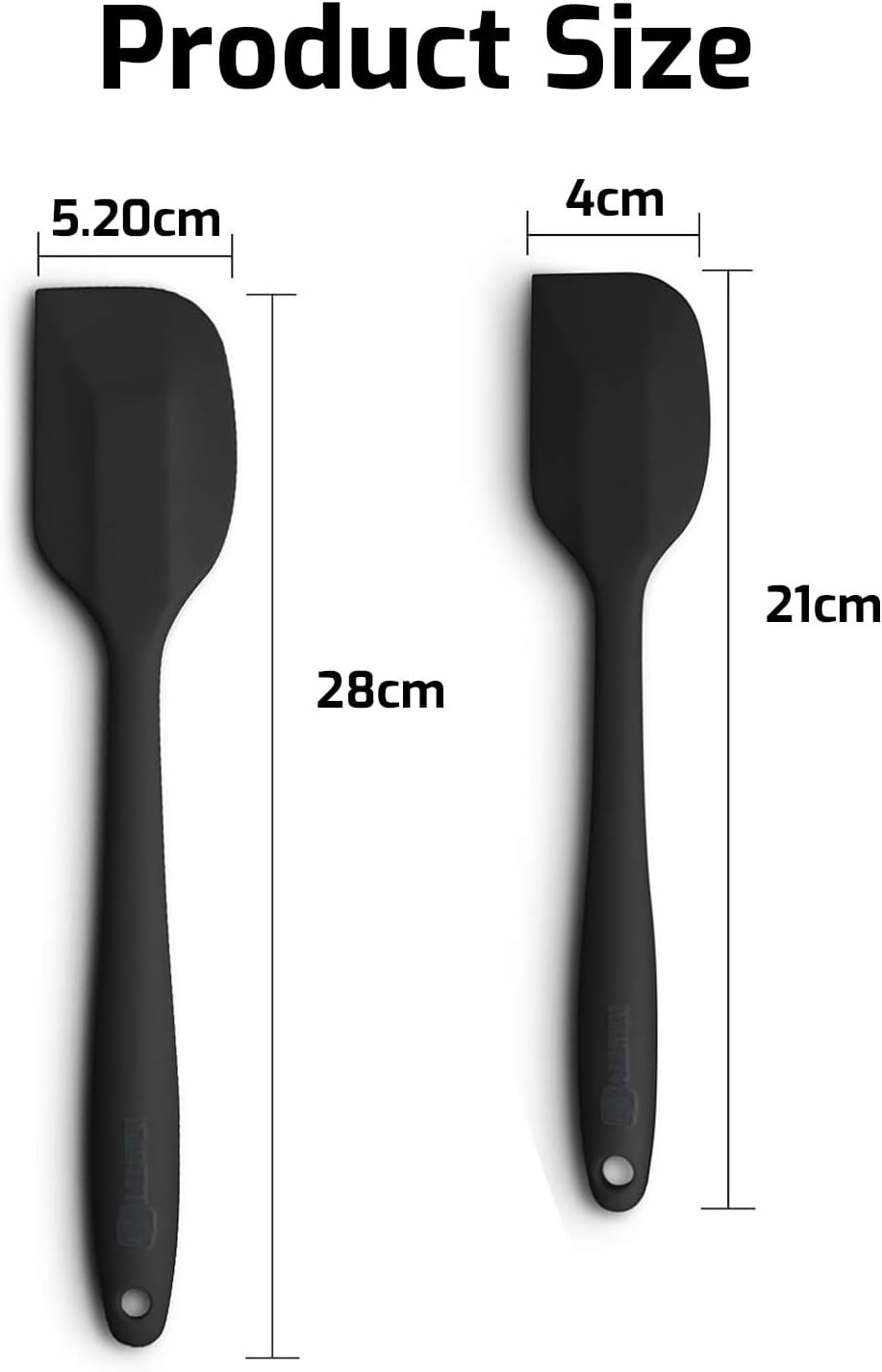 2 Pack Silicone Spatula Set - Ergonomic Handle for Non-Stick Pans, Ultra Heat Resistant - BPA Free & Dishwasher Safe, Perfect for Baking, Cooking, Mixing (Black)