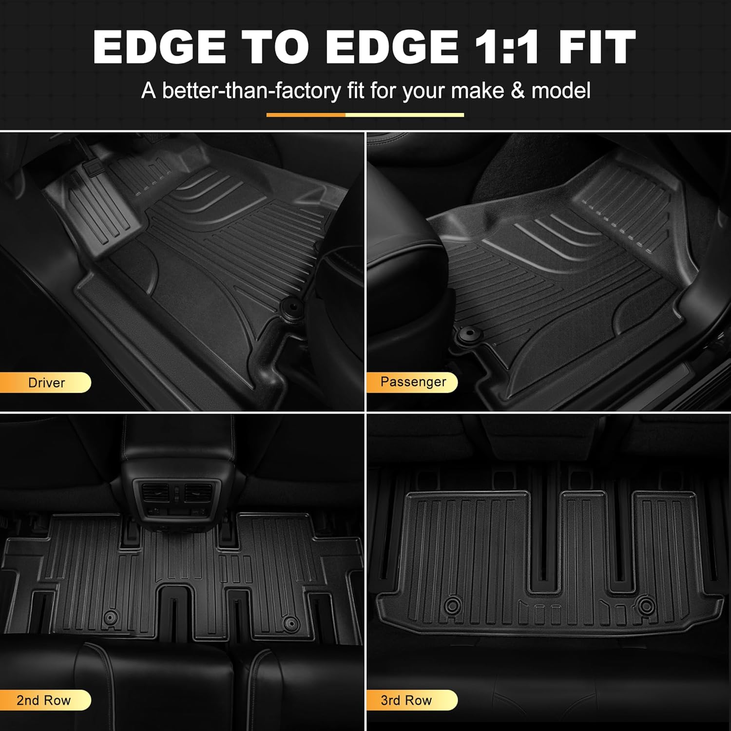 Floor Mats Custom for 2013-2020 Nissan Pathfinder/2014-2020 Infiniti QX60/2013 Infiniti JX35 All Weather TPE Heavy Duty Car Floor Mat Pathfinder Accessories Full Floor Liners Set