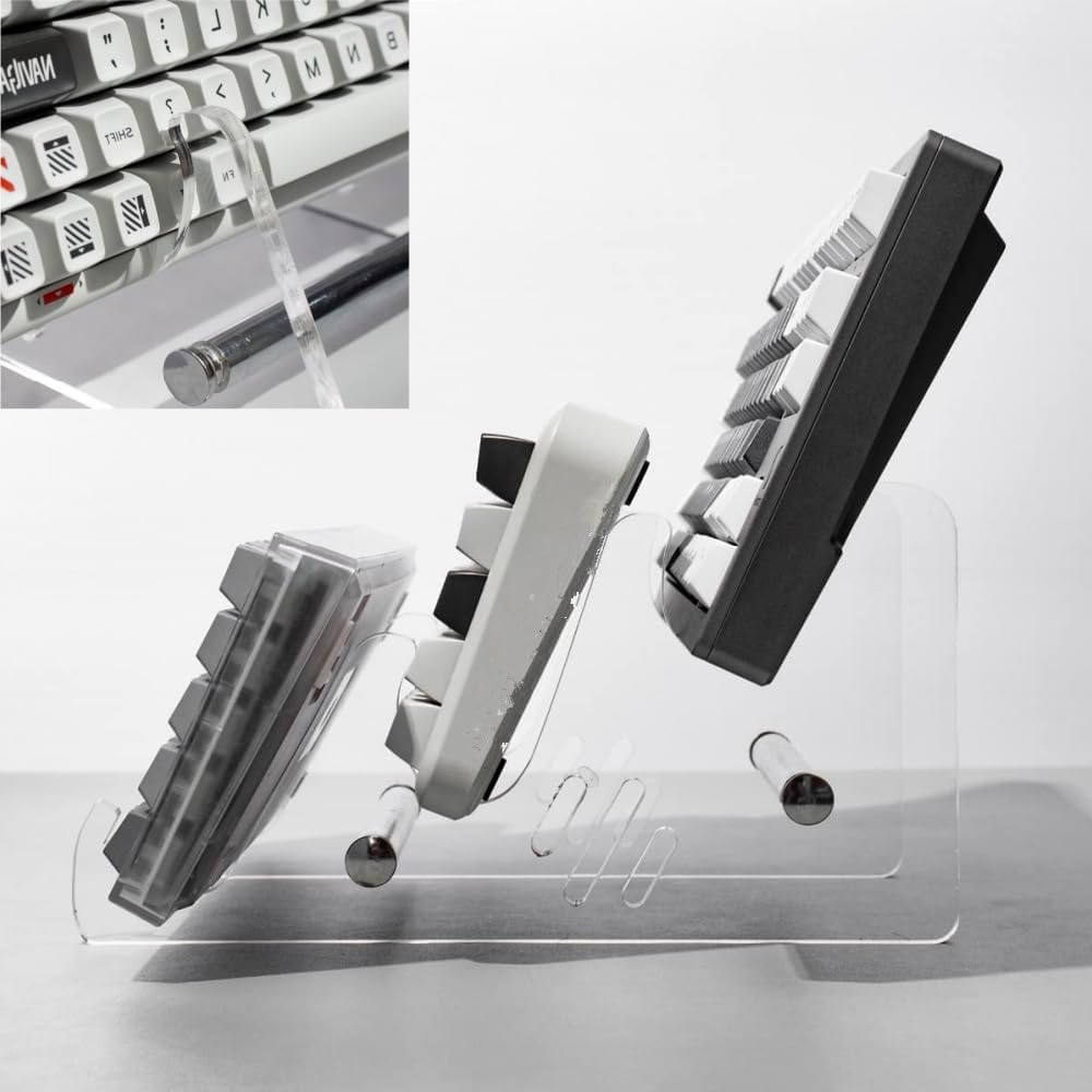 3-Tier Acrylic Key Board Holder Display Stand, Keyboard Display Stand Storage Stand Display Mechanical Keyboard Holder Transparent Acrylic Stand (1 Pcs) image number 1