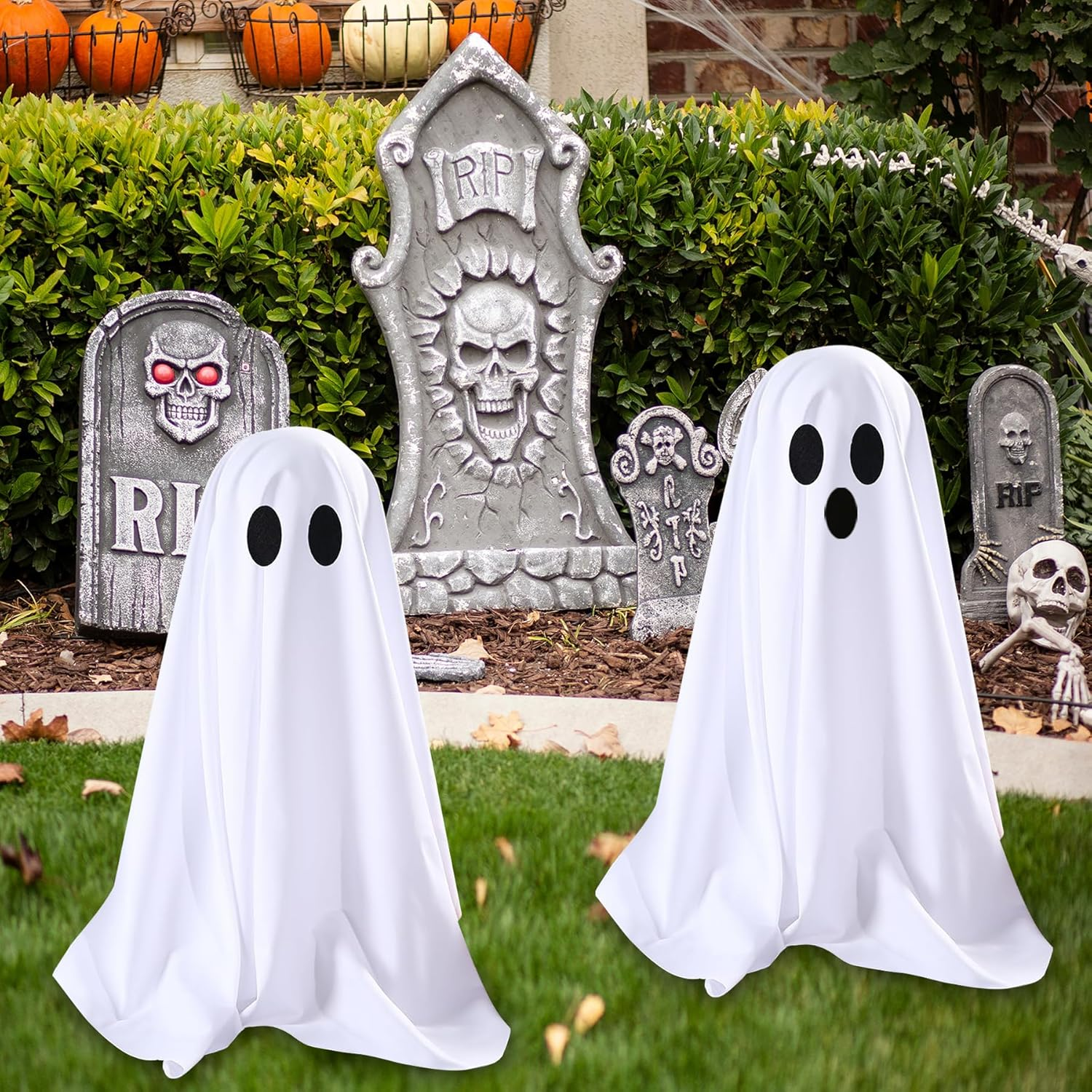 Halloween Decorations Indoor, 2 Packs Spooky Ghosts, Scary Ghost for Halloween Decor Party Home Table Room Kitchen and Fireplace Decor (White) image number 2