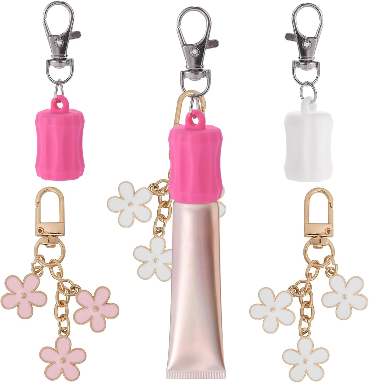 Keychain Caps for Summer Fridays, Portable Flower Charm Keychains Premuim Lip Balm Caps Suitable for Summer Fridays 0.55-0.7In Lip Balm image number 2