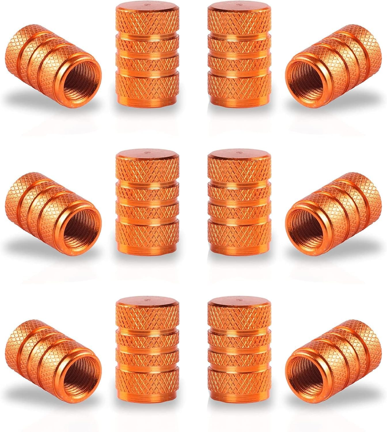 SINGARO 12PCS Tire Valve Stem Caps, Car Exterior Accessories, Aluminum Alloy Valve Cover Universal for Cars, Trucks, Motorcycles and Bicycles (Orange) image number 1