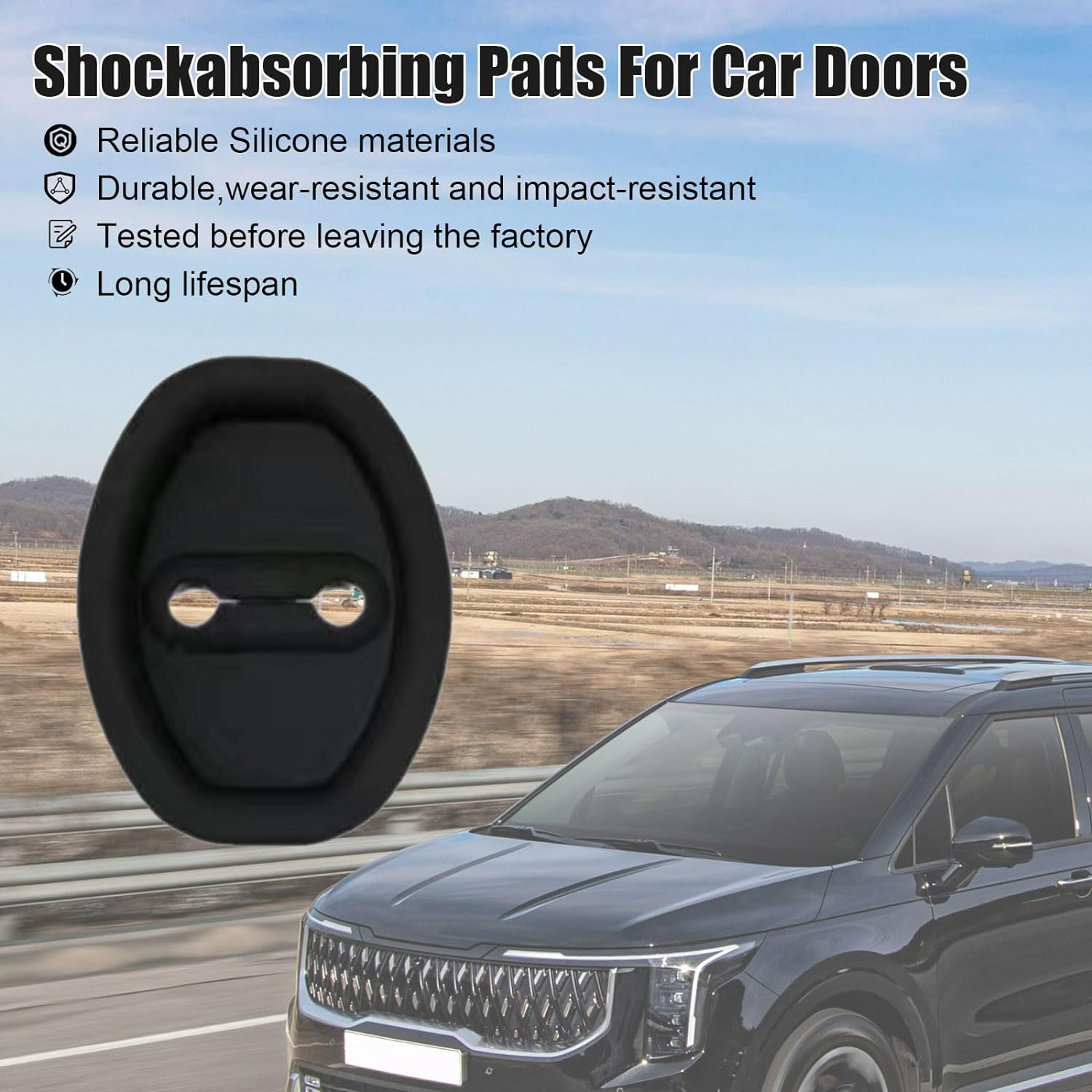 4 Pack Silicone Durable Car Latch Protective Cover, Universal Door Lock Protection Pad, Silent Shock Pads Doors Locks Guard Stopper Set for Car Accessories(Black) image number 3