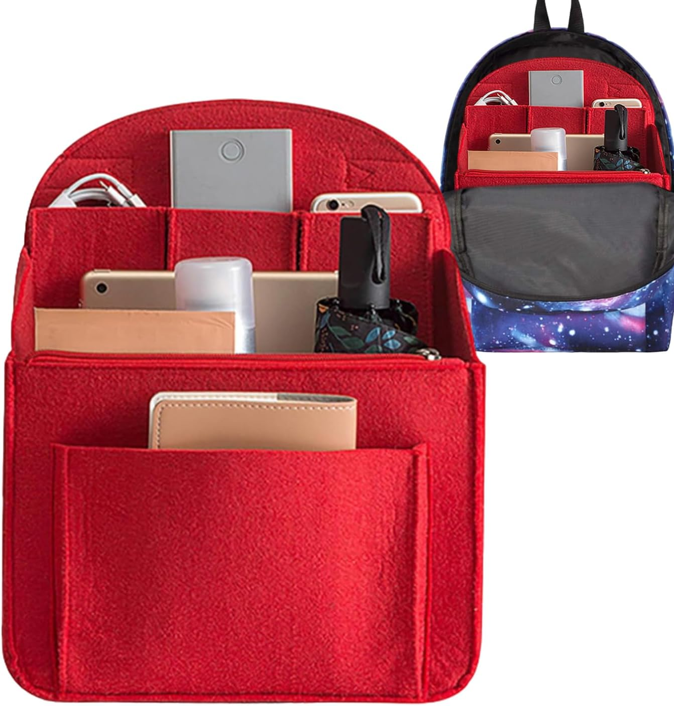 Backpack Organizer Insert, Backpack Organizer - Backpack Insert Wallet Organizer, Travel Backpack Organizer Liner with Multi Pockets for Rucksack Shoulder Bag