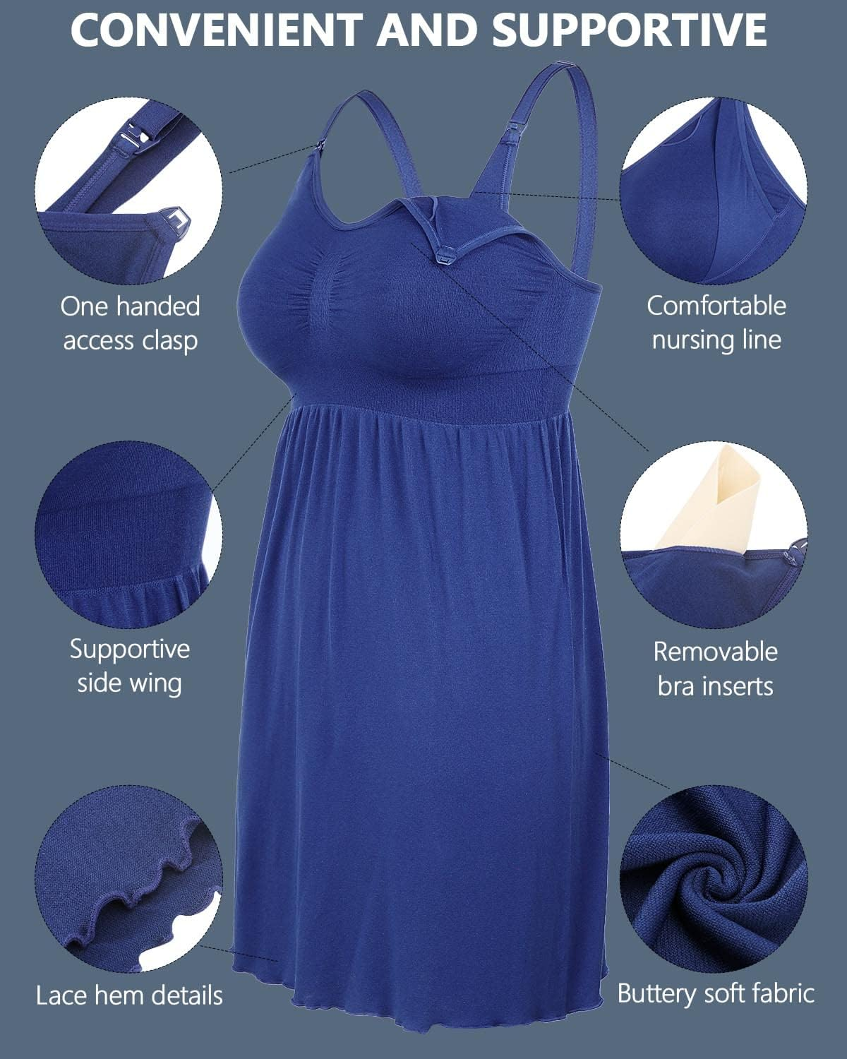 Ilovesia 3PCS Women'S Maternity Breastfeeding Dress Nursing Nightgown image number 4