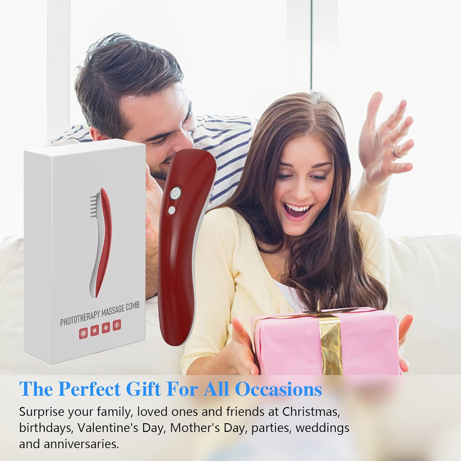 Ikeener Hair Growth Laser Small Comb,Red and Blue Light to Eliminate Hair Loss,Red Light Therapy Promote Hair Regrowth,Stimulate Hair Follicle Activation,Hair Repair,Head Scalp Massage Stress Relax image number 4