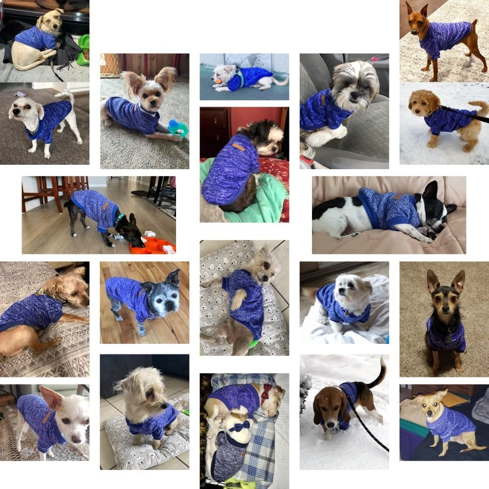 CHBORLESS Pet Dog Classic Knitwear Sweater Warm Winter Puppy Pet Coat Soft Sweater Clothing for Small Dogs (M, Dark Blue)
