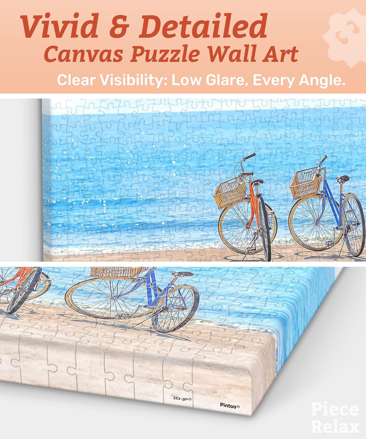 Piecerelax Canvas Wall Art Puzzles for Adults - Away from the City - Tranquil Summer Beach Unique Gift & Home D&eacute;cor with Plastic Jigsaw Puzzle Artwork for Living Room Bedroom [HN1316] - Lemon Soda image number 2