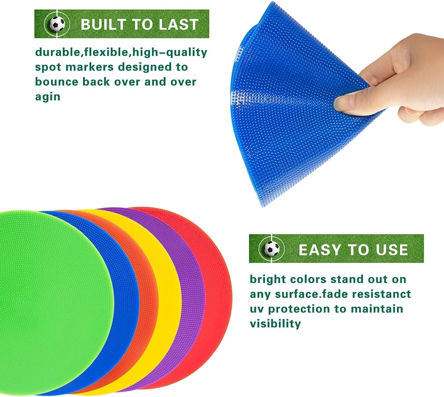 30Pcs Spot Markers 9 Inch Non Slip Agility Dots Flat Field Cones Circles Rubber Floor Dots for Sports Soccer Basketball Training, Gym Training image number 2