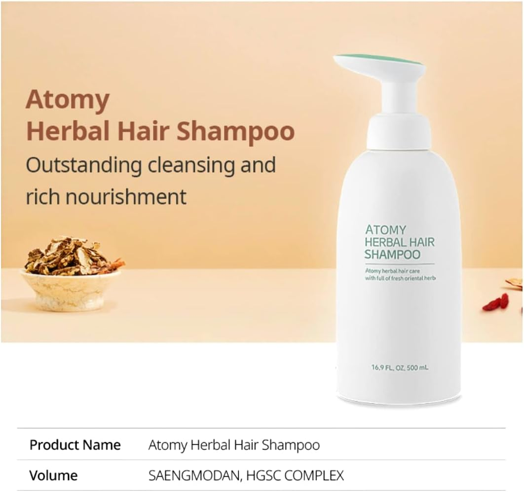 Atomy Herbal Hair Shampoo 16.9 Fl Oz 500Ml Hair Care 3 Bottles 1 Set image number 1