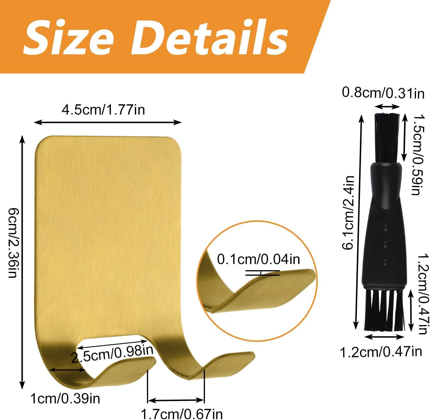 MOROBOR 4 Pcs Adhesive Razor Holder, Gold Shaver Holders Towel Hooks Stainless Steel Waterproof Storage Hook for Towels Bath Accessories for Kitchen & Bathroom image number 3