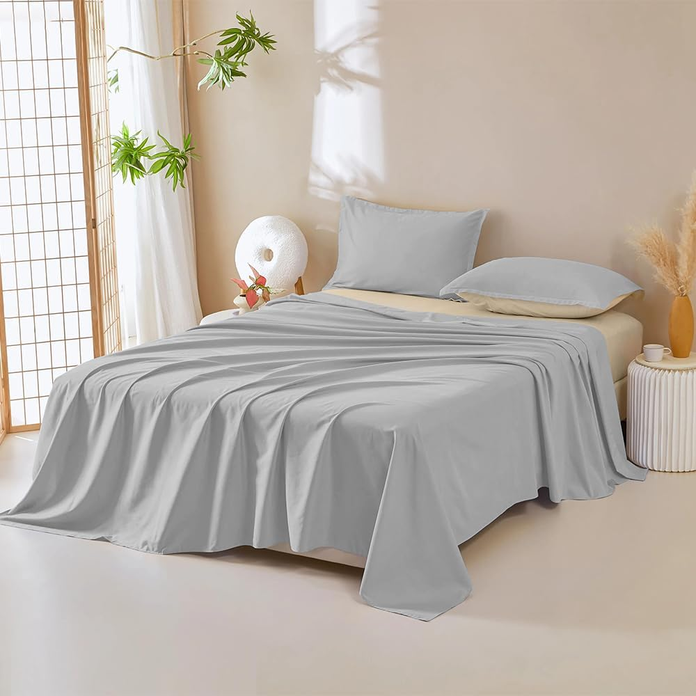 DUJUIKE Waterproof Bed Cover for Dog and Cats,Pet Hair Resistant Bed Sheet Cover, Protective Bed Liner Cover with 100% Waterproof Breathable Thin Fabric (Queen 78 * 90 Inch, Grey) image number 2