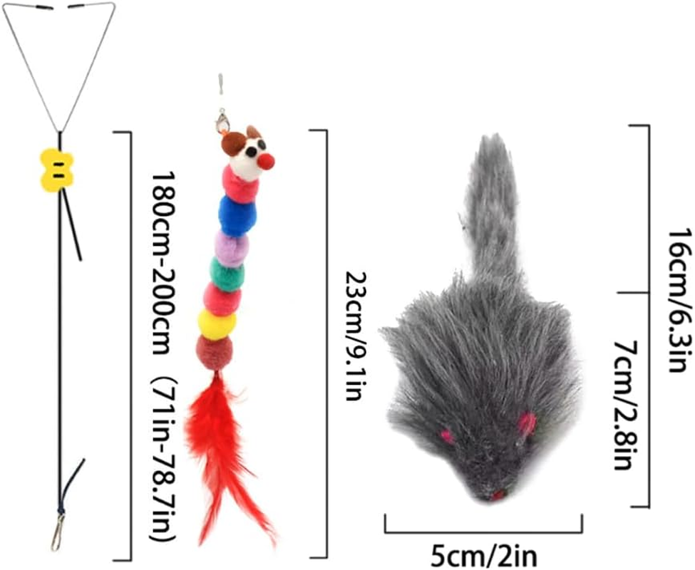 ARFUKA Cat Toys Interactive Cat Toy Feather Door Hanging Cat Toy Mouse Toy Self Play Retractable Cat Teaser Toy for Indoor Cats Kitten and Bored Indoor Adult Cats Pack of 2 image number 1