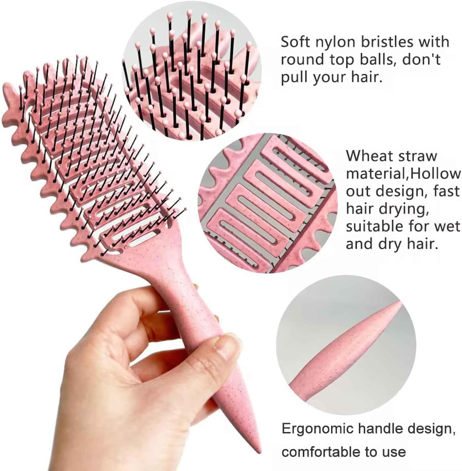 Curl Defining Brush, 2024 New Vented Hair Brush, Curly Hair Brush, Define Styling Brush for Curly Hair, Shaping & Defining Curls for Women (Pink) image number 3