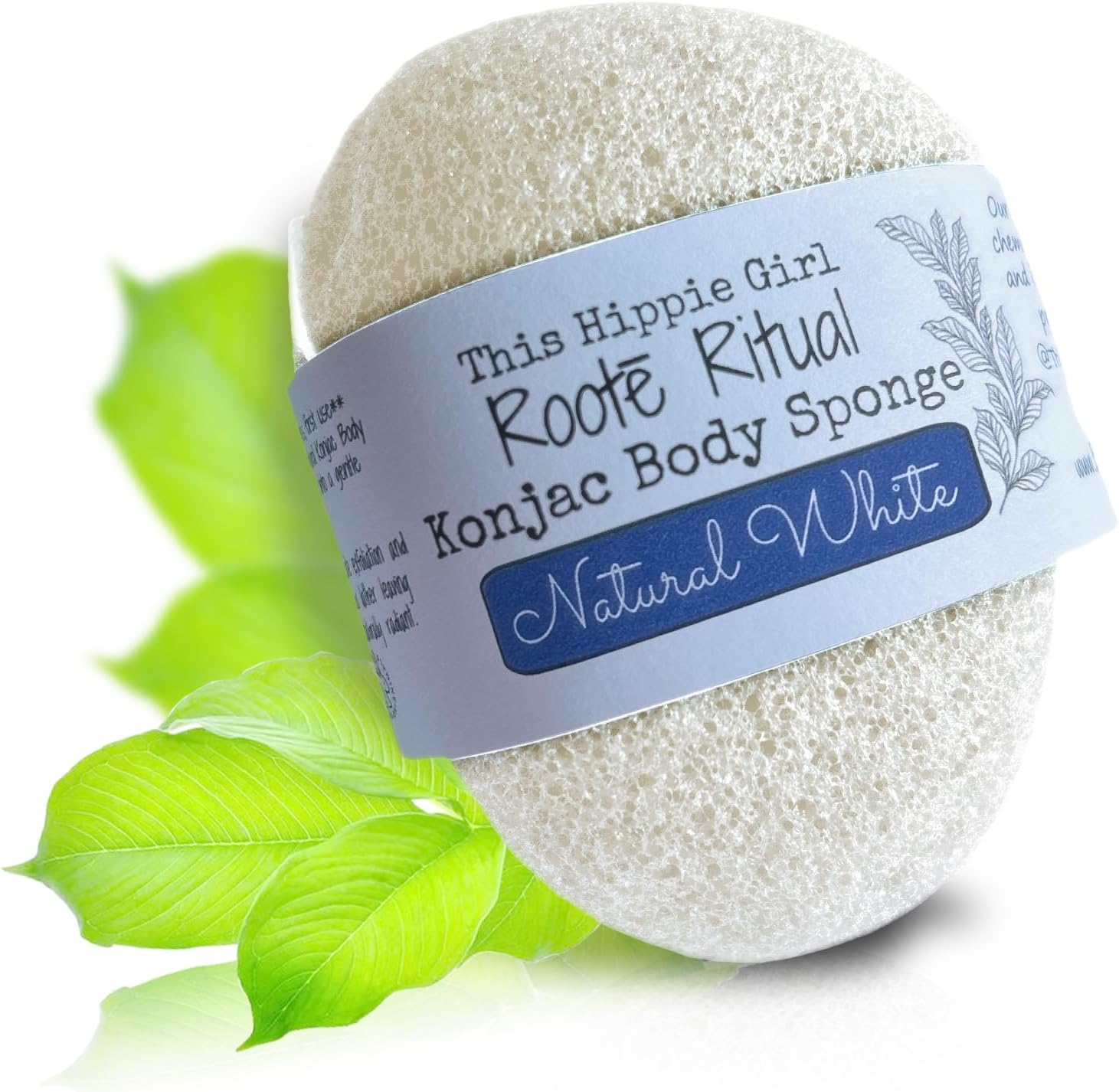 Roote Ritual Konjac Body Sponge &ndash; 100% Natural Exfoliating Shower Sponge for Sensitive Skin &ndash; Gently Deep Cleanses & Softens, Earth-Friendly, Biodegradable, Vegan &ndash; for Women, Men (Natural White)