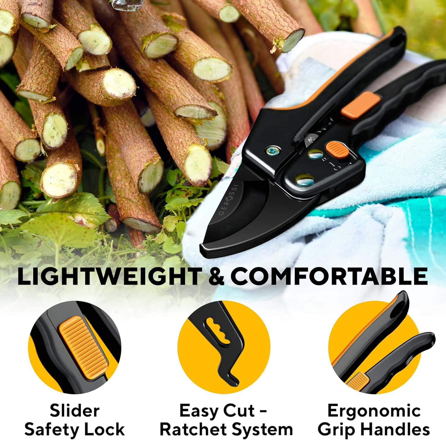 Ratchet Garden Pruner Heavy Duty Increase Cutting Power 3X - Perfect Ratchet Pruner for Weak Hands and Arthritis, 8" Anvil Secateurs - Extra Sharp image number 4