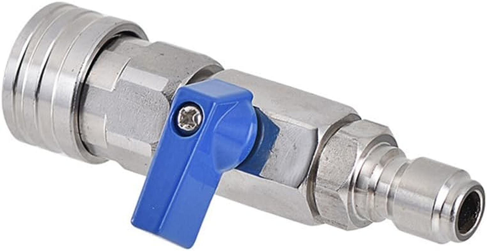 Elqater 1 PCS High Pressure Washer Ball Valve Kit 3/8 NPT Quick Connector 4500 PSI Silver&Blue Metal Ball Valve for Power Washer Hose image number 2