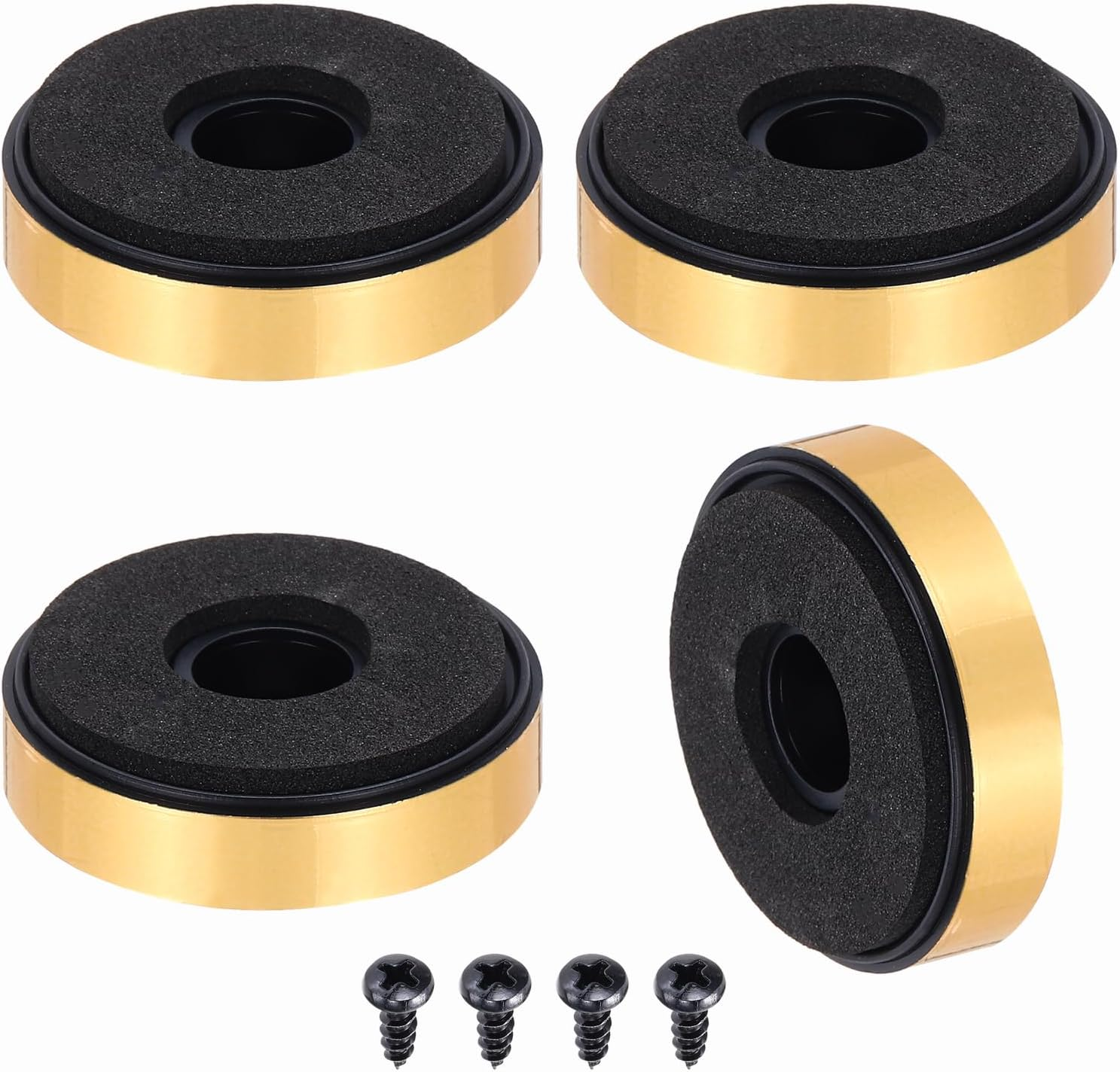 Sourcing Map 4 Pcs Speaker Isolation Feet,35Mmx15Mm Plastic Foam Shock Absorption Base Pad anti Vibration Amplifier Stand Feet Mat for Audio CD Hifi Home Theater Sound System, Gold