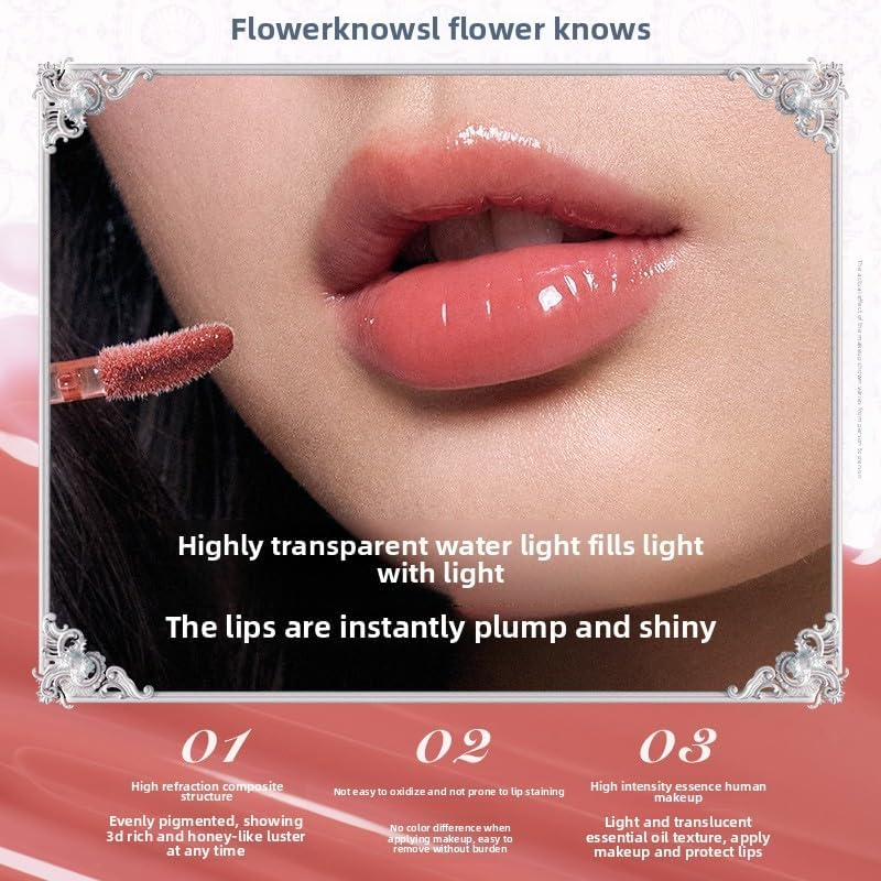 Flower Knows Shell Series Pearl Lip Gloss &ndash; Moisturizing Non-Sticky High-Shine Finish Lip Care Balm (C04) - C01 image number 5